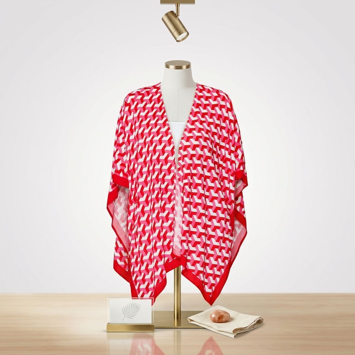 DST Sorority Kimono Red White Block Print Women
