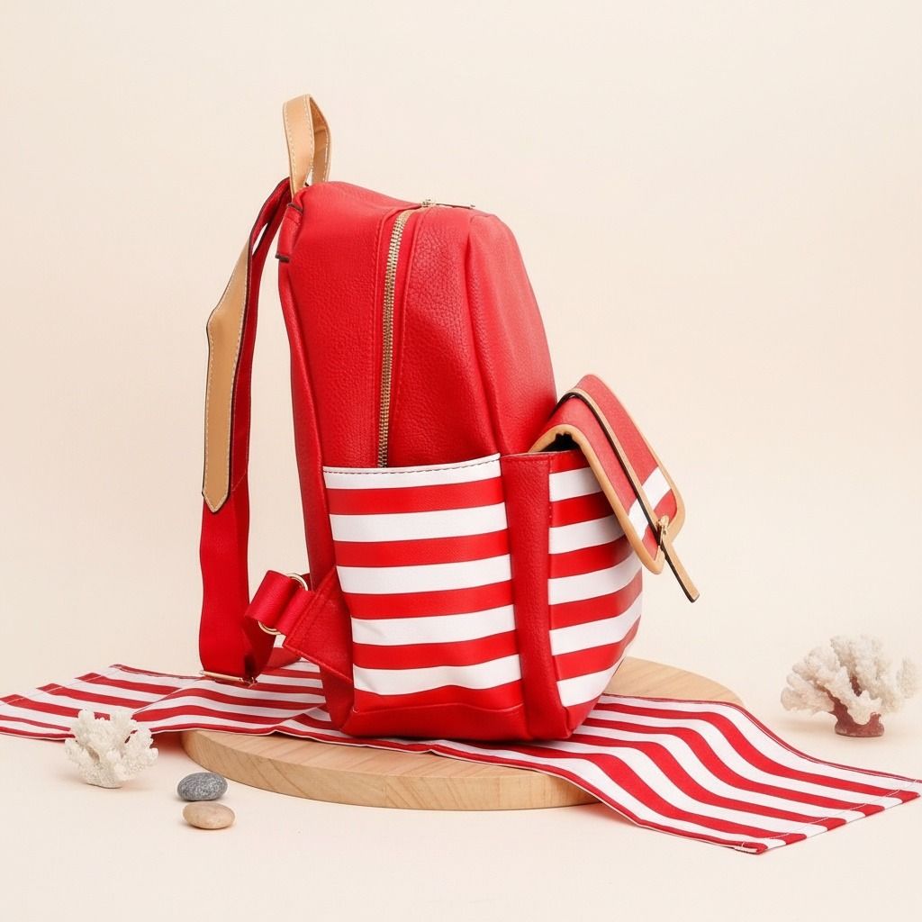Red and White Stripe Backpack