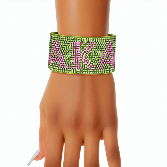 AKA Sorority Green Rhinestone Magnetic Bracelet - Premium AKA Sorority Paraphernalia from Pinktown - Just $15! Shop now at chiquestyles