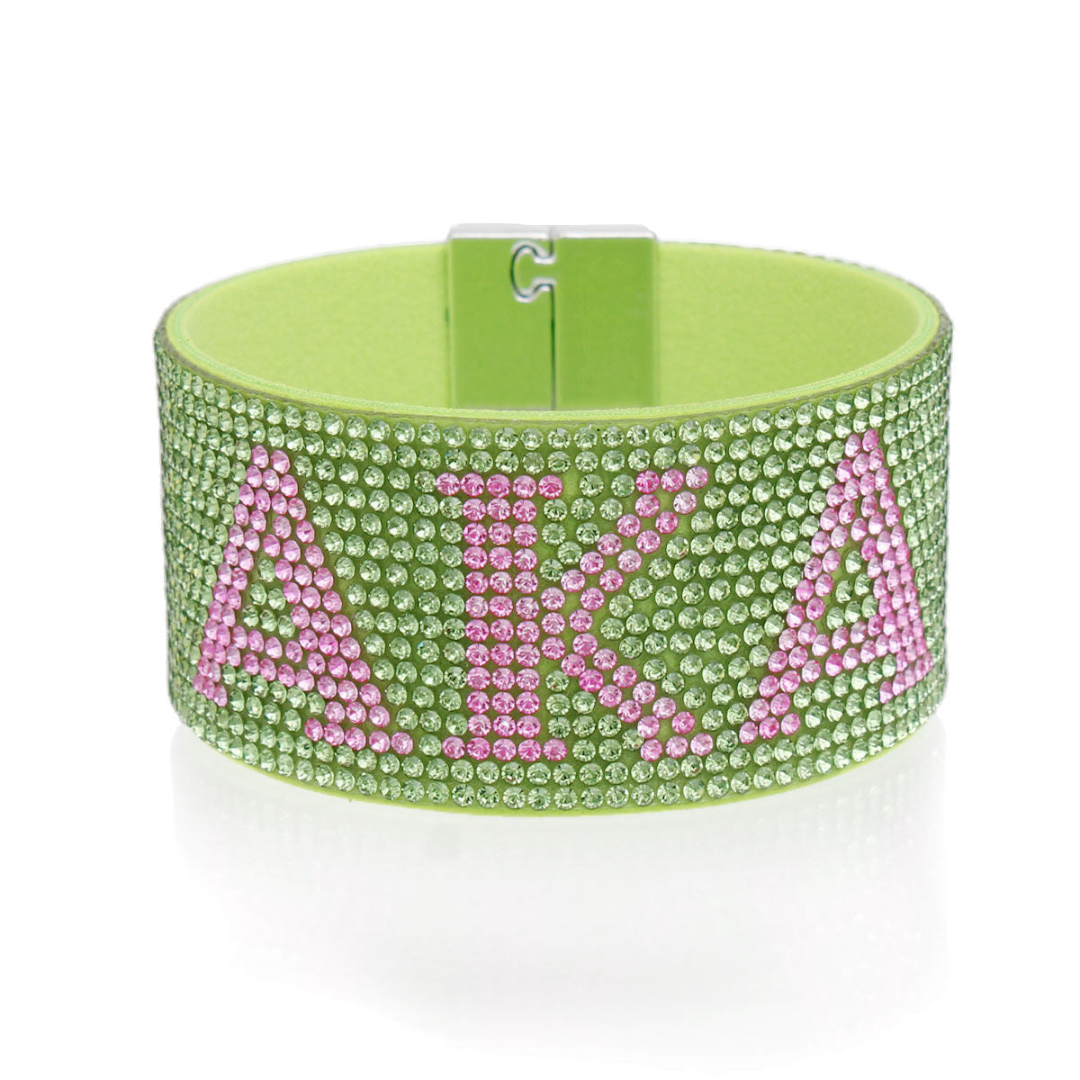 AKA Sorority Green Rhinestone Magnetic Bracelet - Premium AKA Sorority Paraphernalia from Pinktown - Just $15! Shop now at chiquestyles
