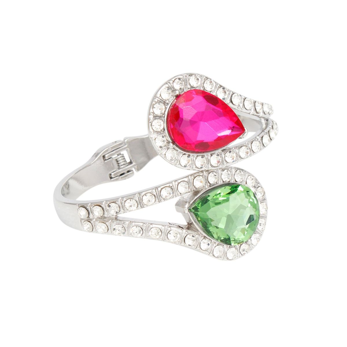AKA Pink and Green Teardrop Crystal Cuff Bracelet