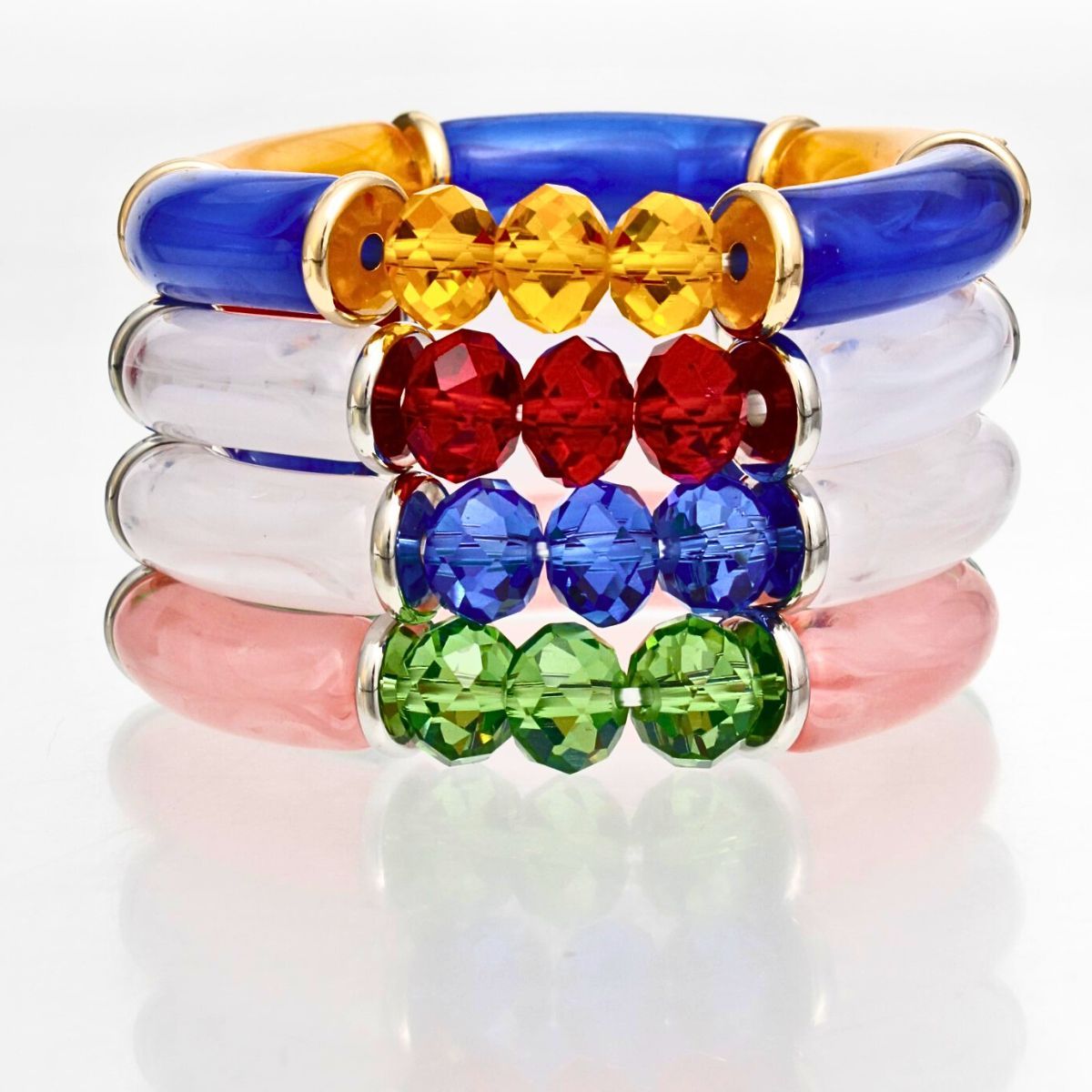 ZPB Blue White Tubular and Glass Bead Bracelet