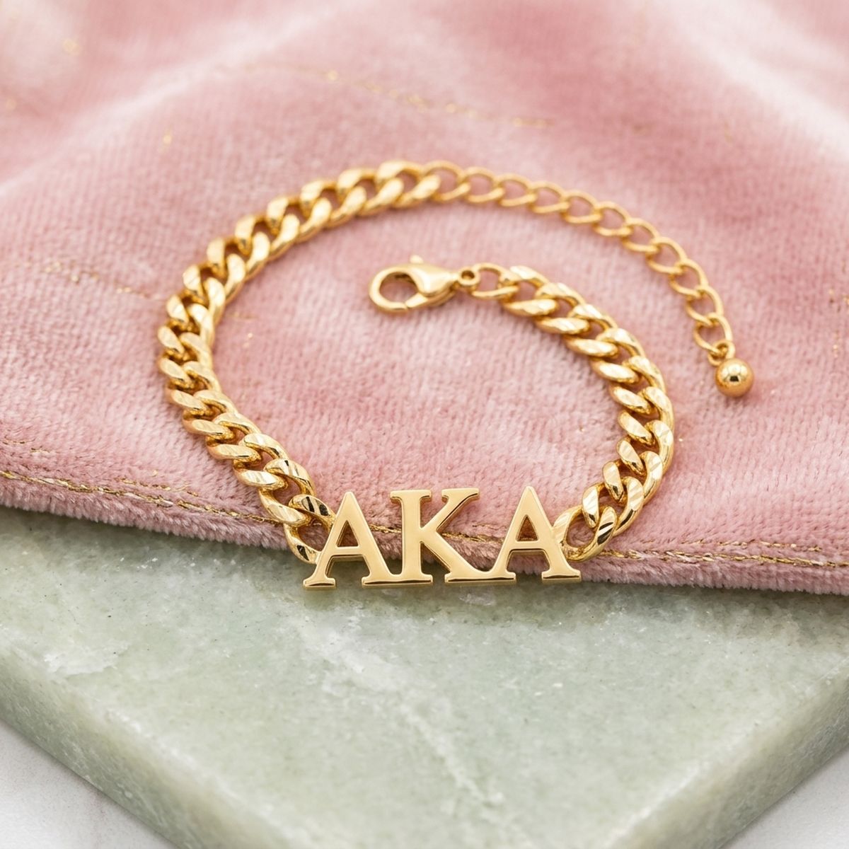 AKA Sorority Gold Chain Greek Letter Bracelet