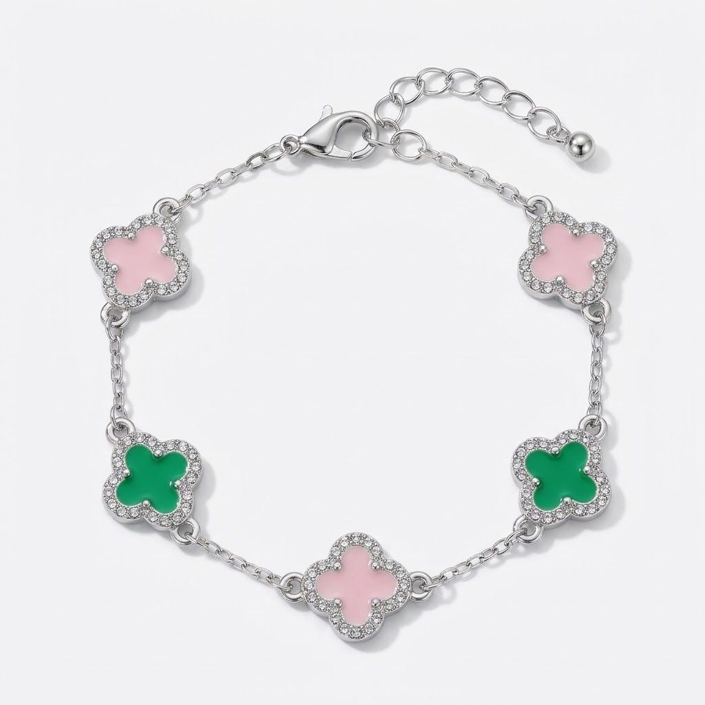 AKA Pink and Green Quatrefoil Clover Bracelet