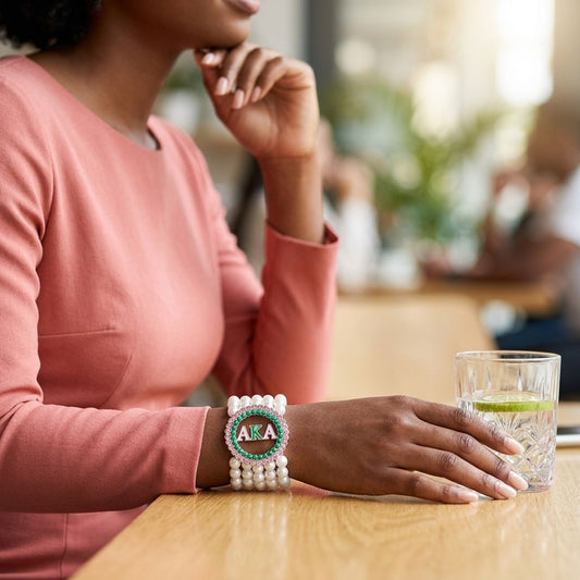 AKA Pearl Bracelet Alpha Kappa Pink Green