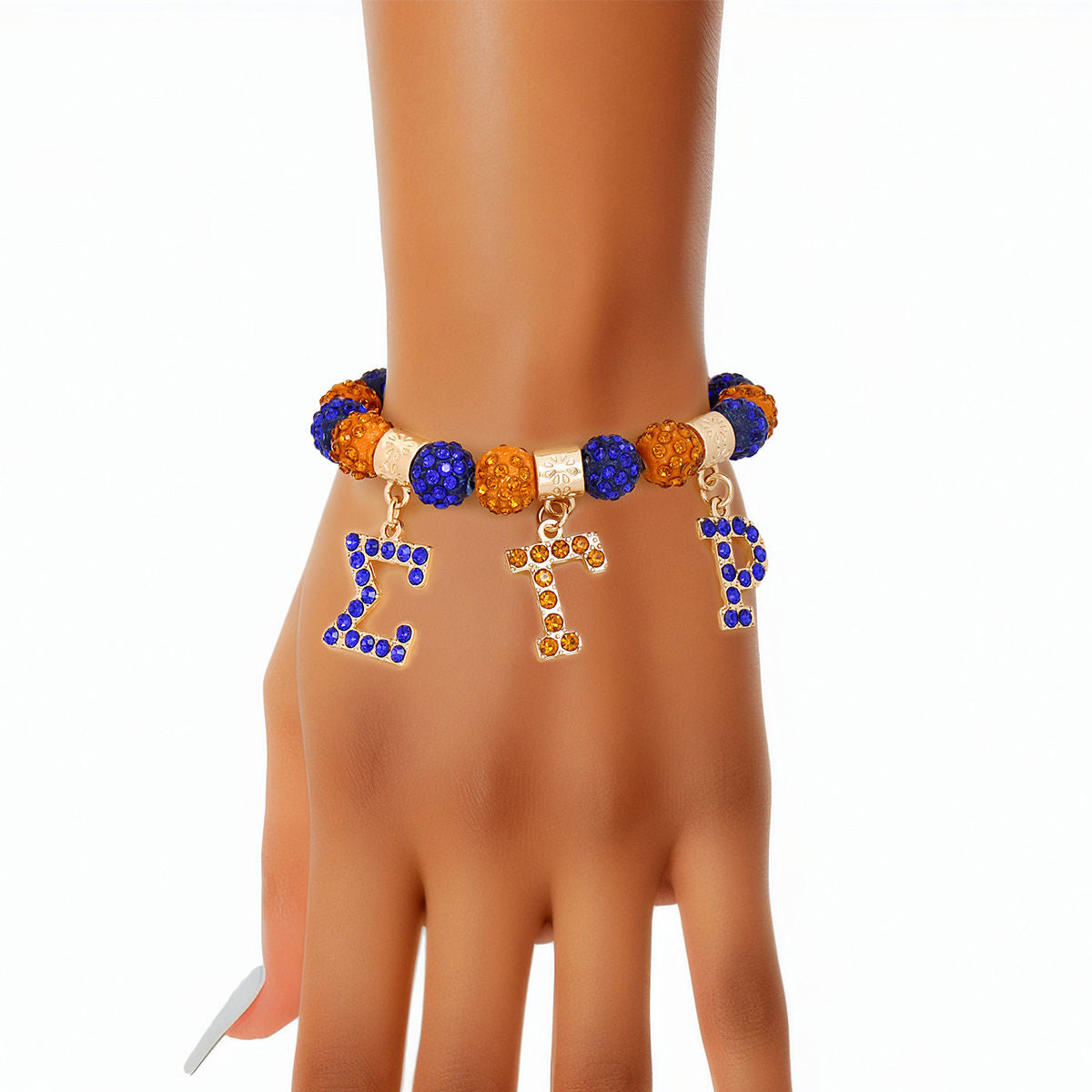 SGRHO Sorority Blue and Gold Bling Letter Bracelet - Premium Sigma Gamma Rho Paraphernalia from Pinktown - Just $12! Shop now at chiquestyles