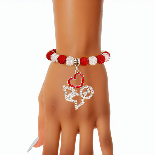 DST Red White Bling Sorority Charm Bracelet - Premium Authorized DST Vendor from Pinktown - Just $12! Shop now at chiquestyles