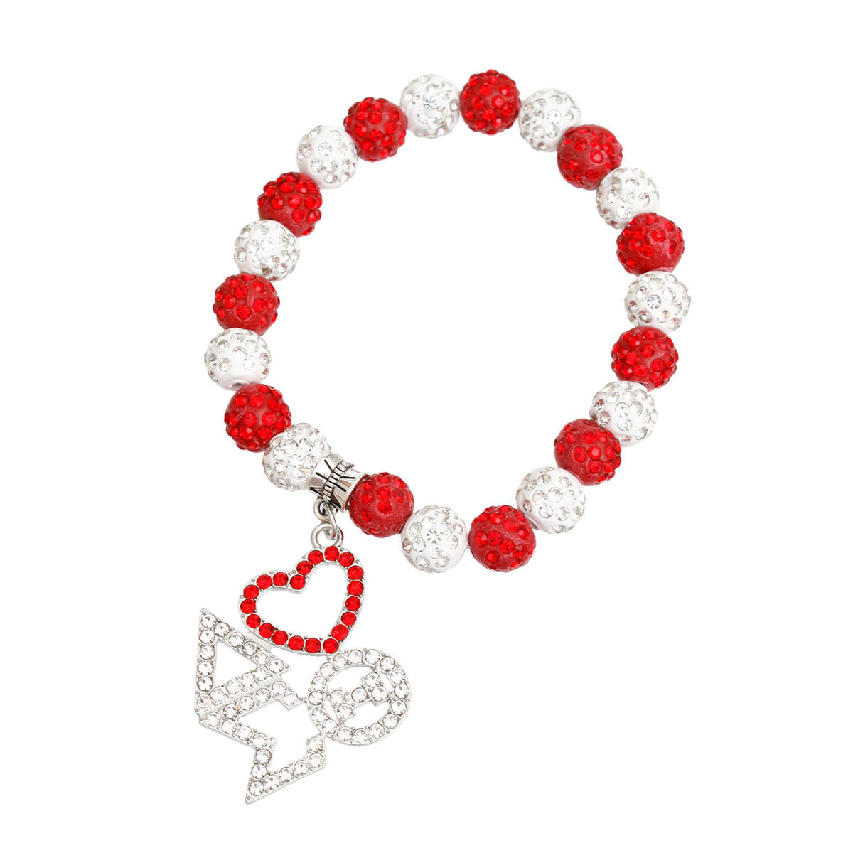 DST Red White Bling Sorority Charm Bracelet - Premium Authorized DST Vendor from Pinktown - Just $12! Shop now at chiquestyles