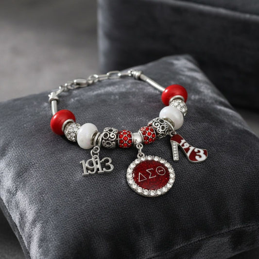 DST Snake Chain Triple Charm Luxe Bead Bracelet