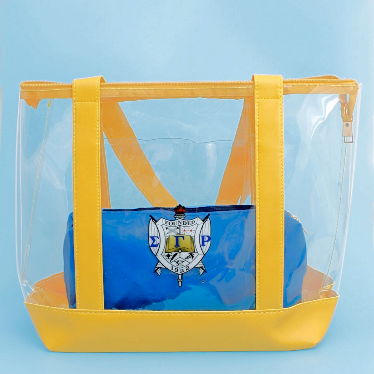 Tote Yellow Clear Sigma Sorority Bag for Women - Premium Wholesale Fashion Accessories from Pinktown - Just $29! Shop now at chiquestyles