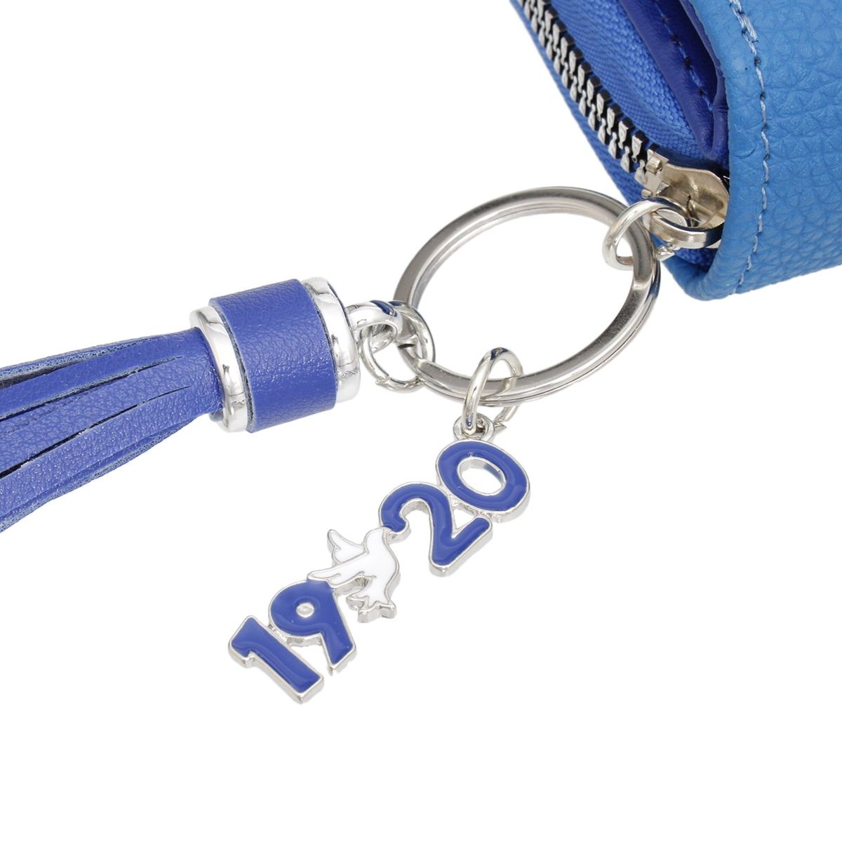 ZPB Sorority Blue Tassel Keychain Zipper Wallet