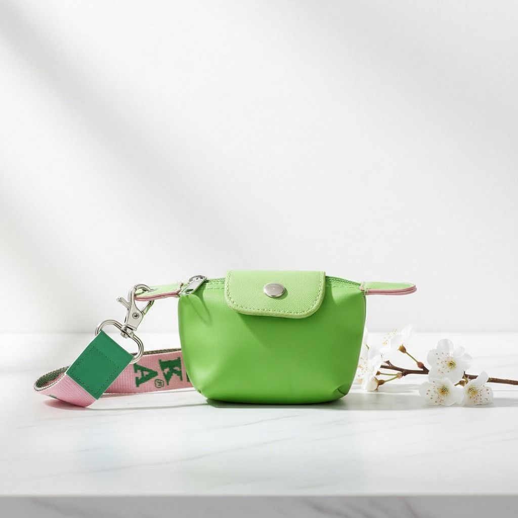 AKA Sorority Green Nylon Wristlet Strap Mini Pouch