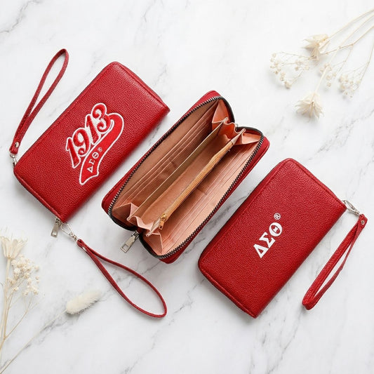 DST Sorority Long Red 1913 Patch Zipper Wallet