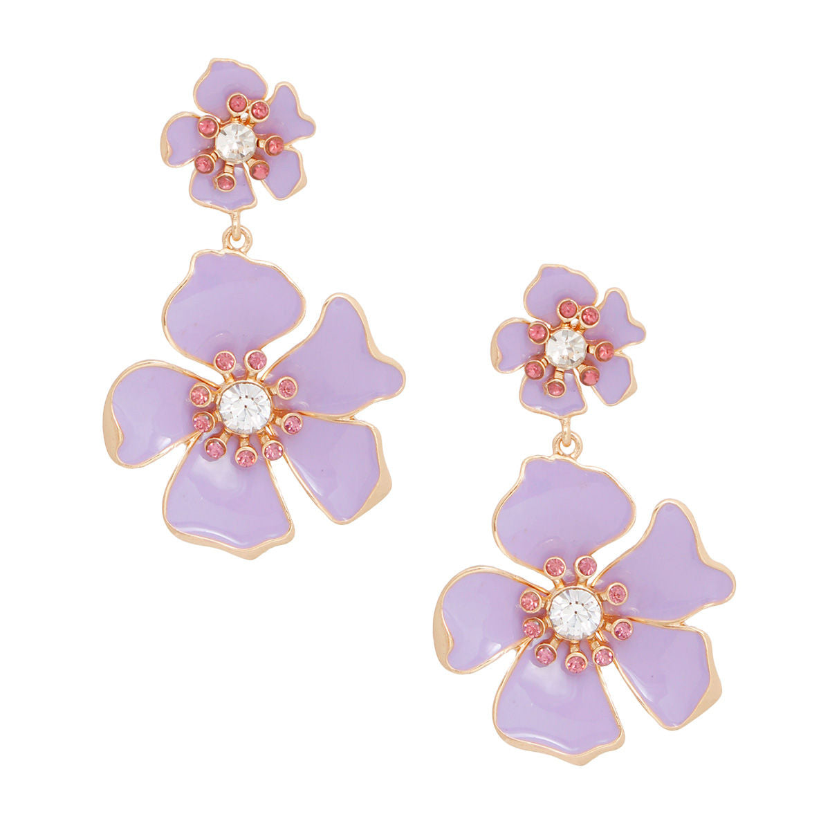 Drop Lavender Gold Tropical Flower Earrings Women - Premium Wholesale Jewelry from Pinktown - Just $14! Shop now at chiquestyles