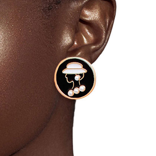 Gold Black 3pcs Silhouette Designer Stud Earrings - Couturier Glam