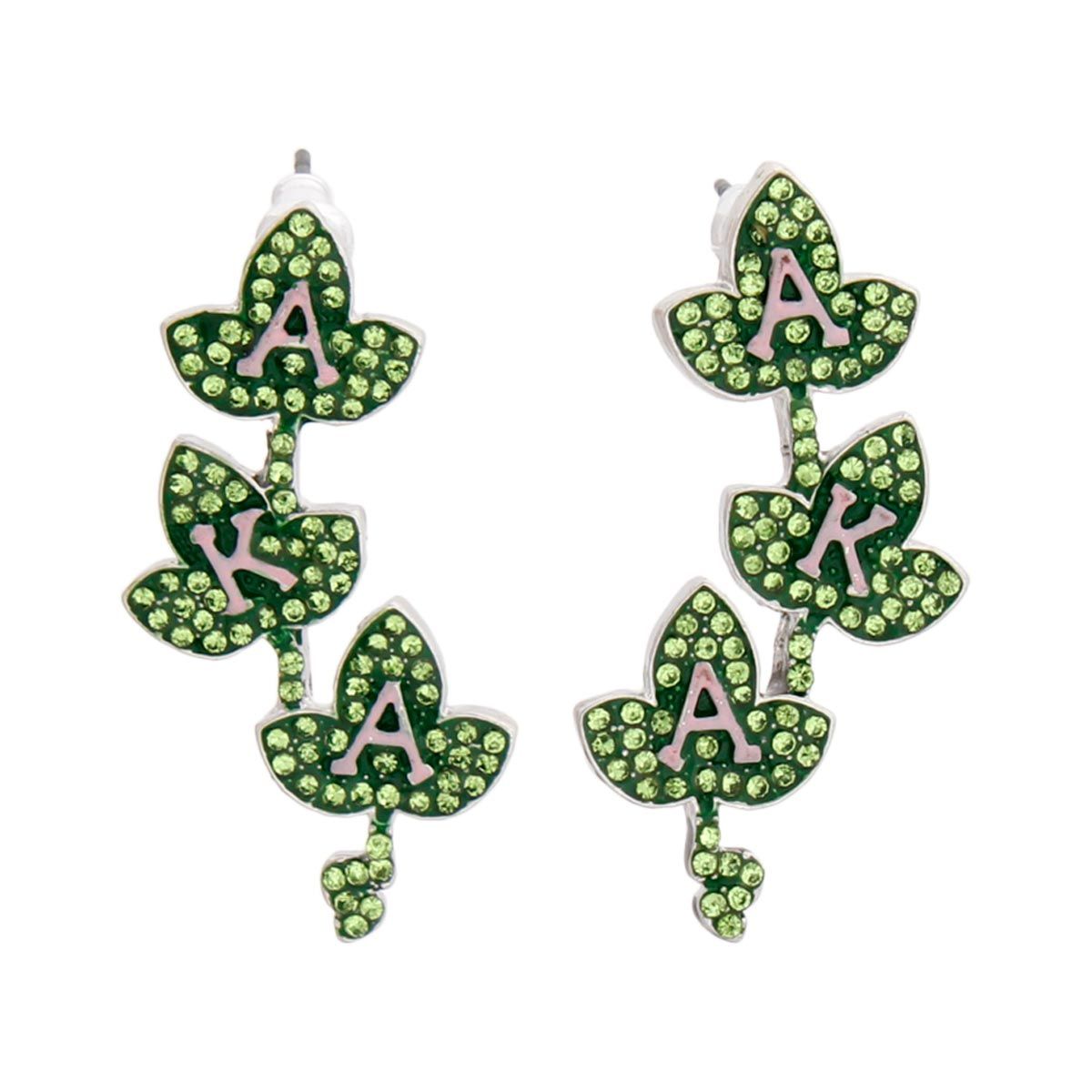AKA Sorority Green Pink Ivy Studs for Women - Premium AKA Sorority Paraphernalia from Pinktown - Just $17! Shop now at chiquestyles