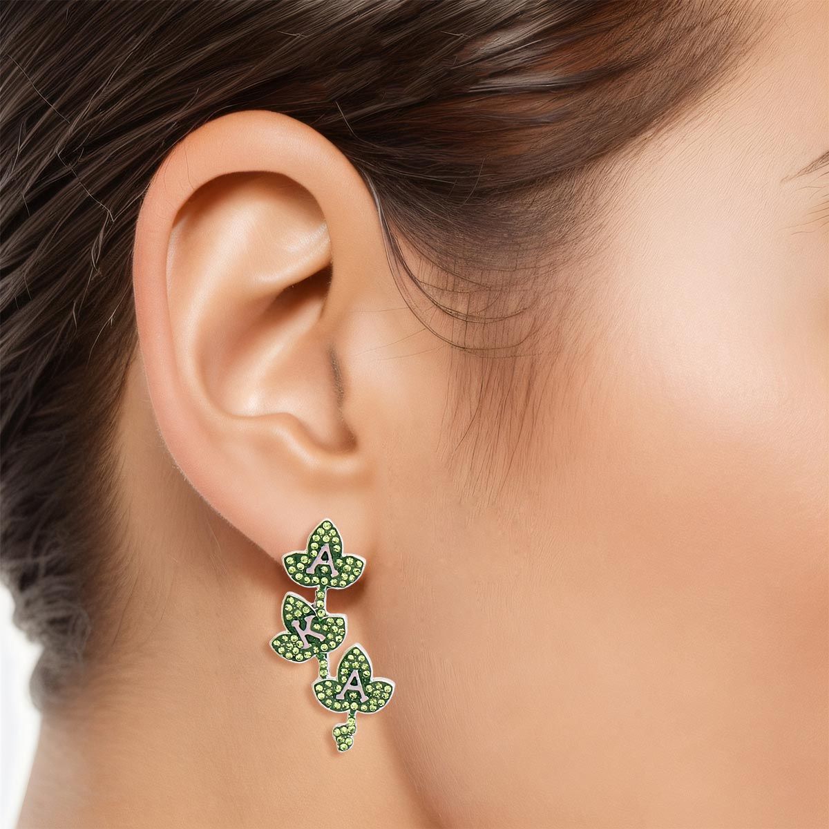 AKA Sorority Green Pink Ivy Studs for Women - Premium AKA Sorority Paraphernalia from Pinktown - Just $17! Shop now at chiquestyles