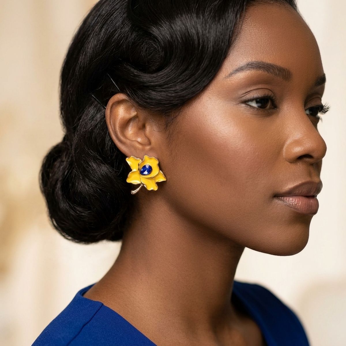 Sigma Gamma Rho Yellow Enamel Flower Stud Earrings