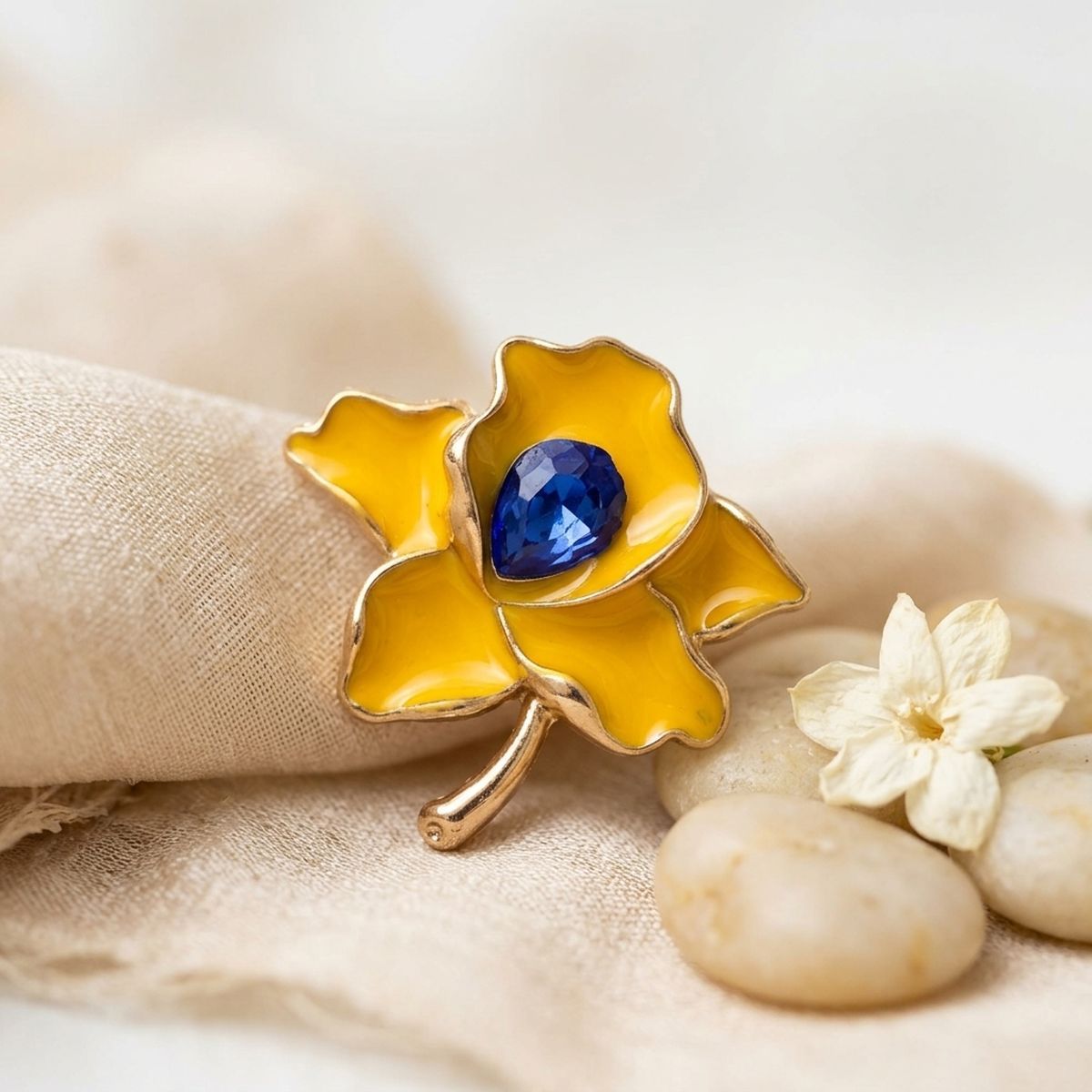 Sigma Gamma Rho Yellow Enamel Flower Stud Earrings
