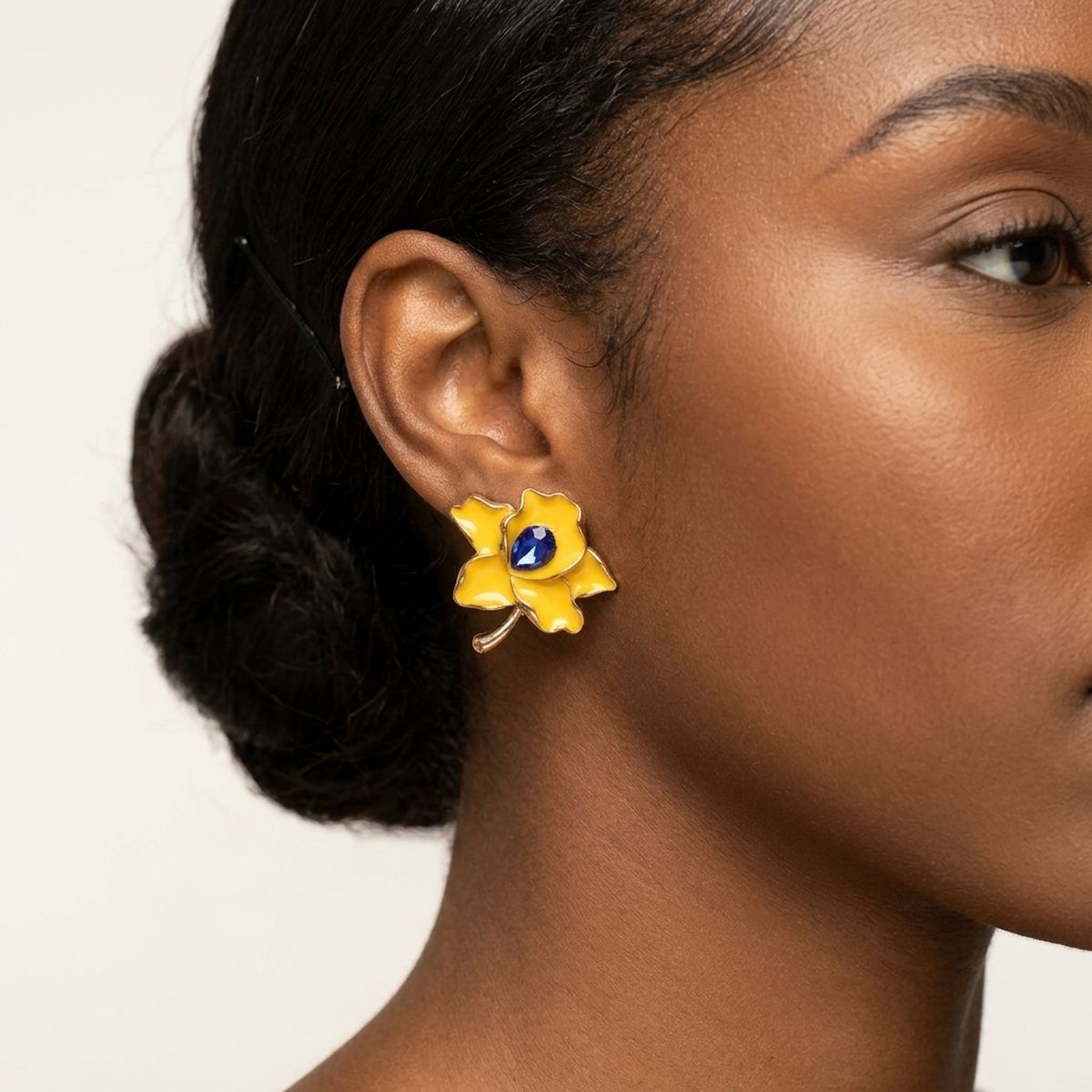 Sigma Gamma Rho Yellow Enamel Flower Stud Earrings
