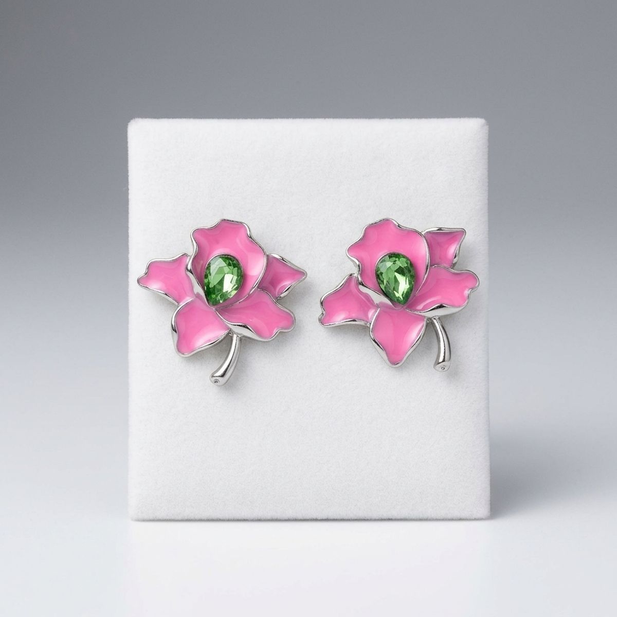 Alpha Kappa Alpha Pink Enamel Flower Stud Earrings