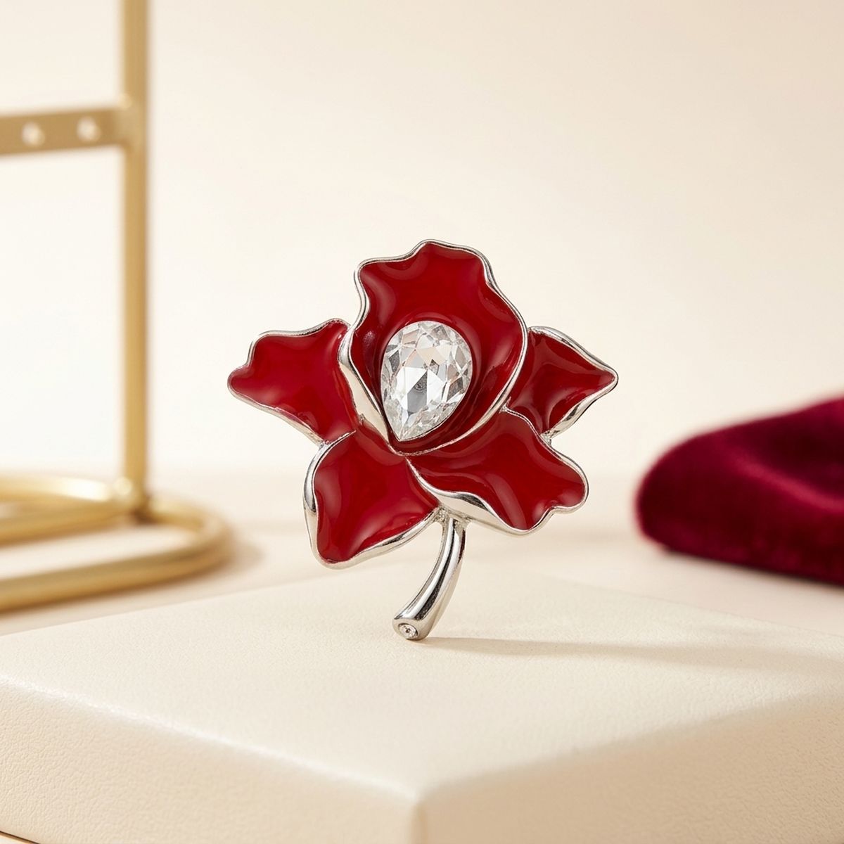 Delta Sigma Theta Red Enamel Flower Stud Earrings