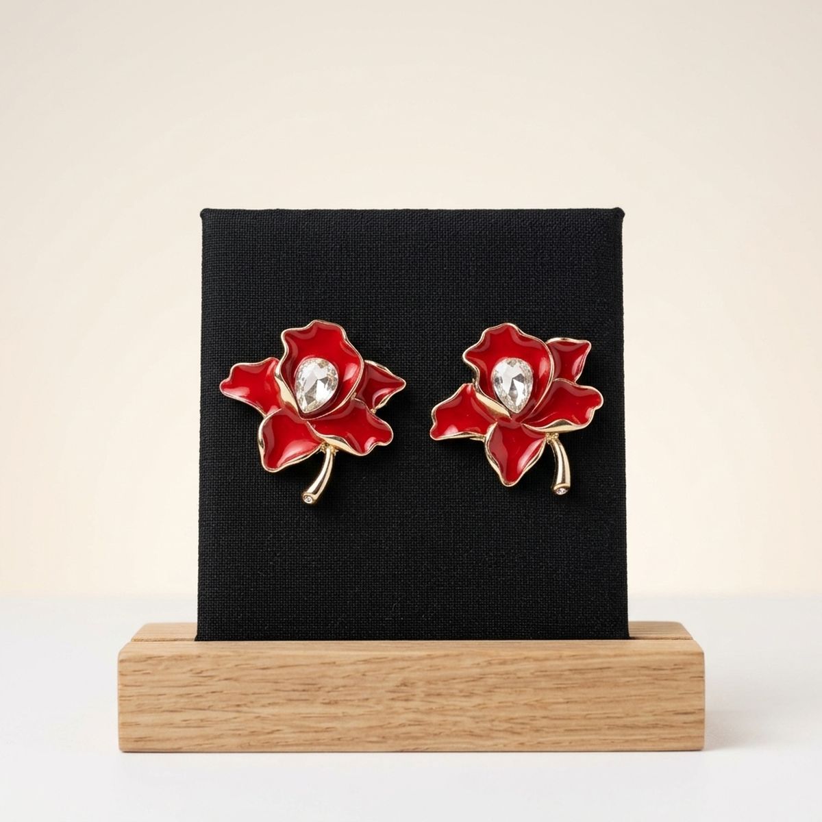 Delta Sigma Theta Red Enamel Flower Stud Earrings
