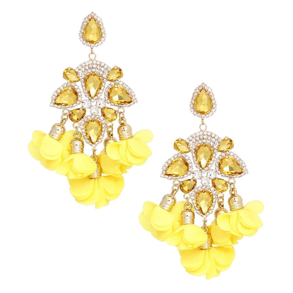 Dangle Yellow Crystal Petal Tassel Earrings Women - Premium Wholesale Jewelry from Pinktown - Just $22! Shop now at chiquestyles