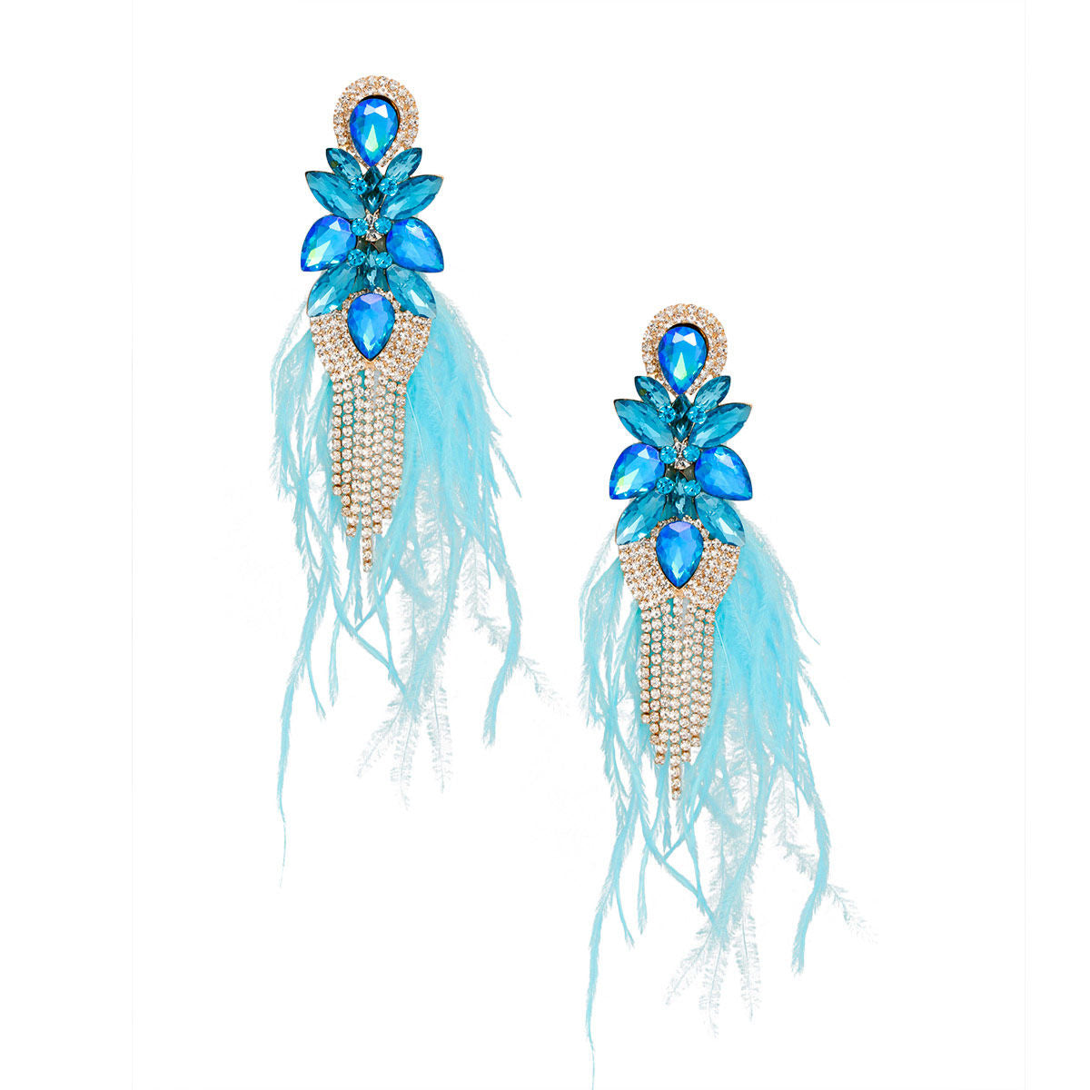 Tassel Blue Feather Glass Earrings for Women - Premium Wholesale Jewelry from Pinktown - Just $22! Shop now at chiquestyles
