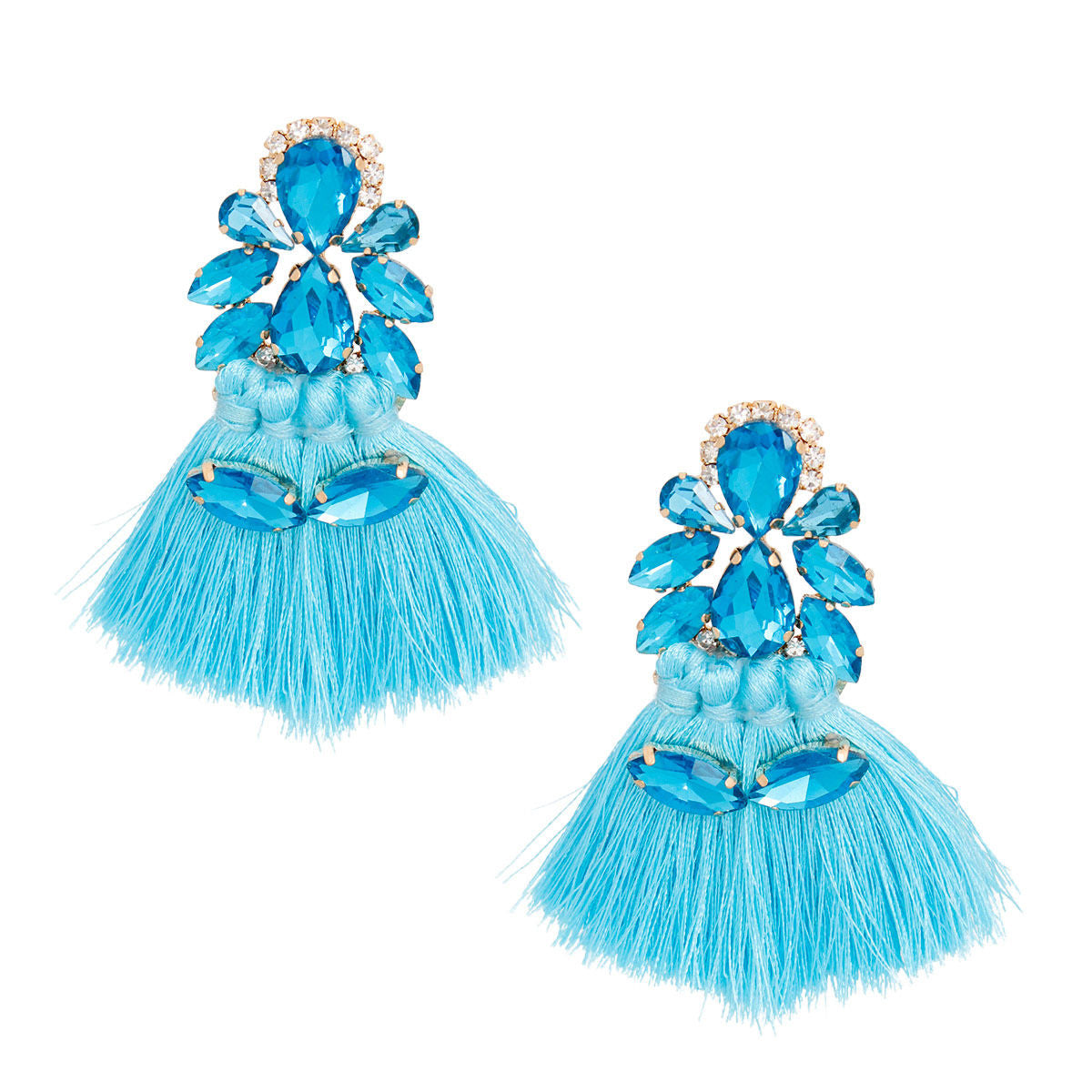 Tassel Blue Crystal Medium Earrings for Women - Premium Wholesale Jewelry from Pinktown - Just $15! Shop now at chiquestyles