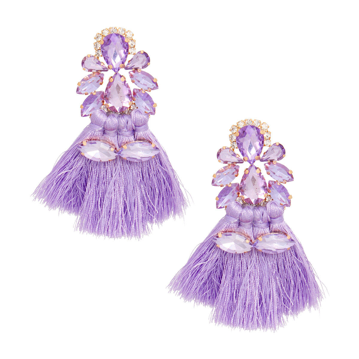 Tassel Lavender Crystal Medium Earrings for Women - Premium Wholesale Jewelry from Pinktown - Just $15! Shop now at chiquestyles