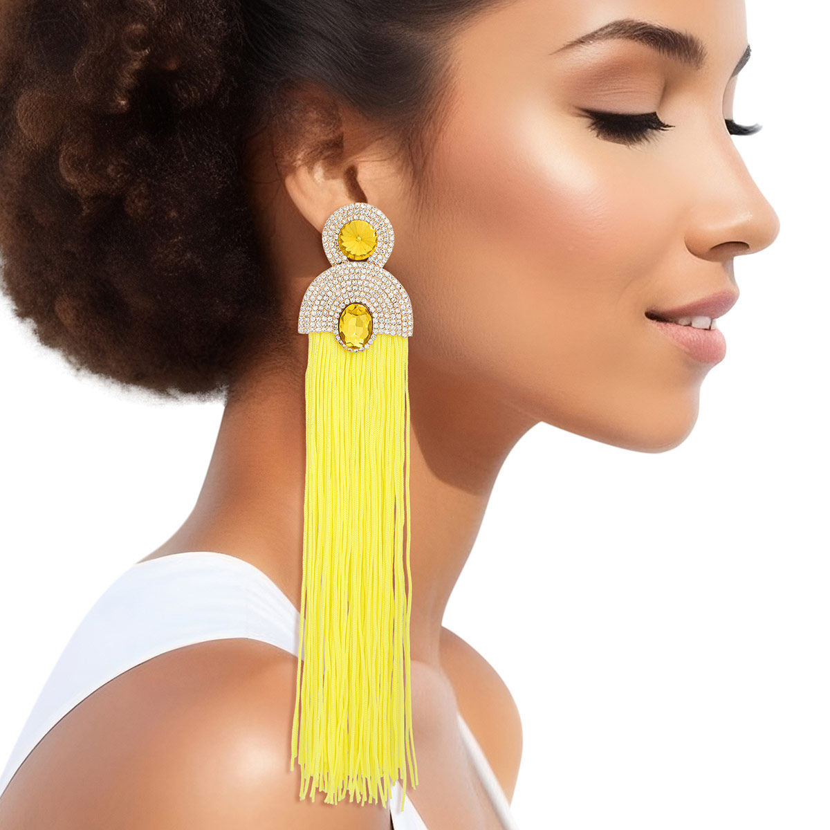 Tassel Yellow Long Vintage Glam Earrings for Women - Premium Wholesale Jewelry from Pinktown - Just $19! Shop now at chiquestyles
