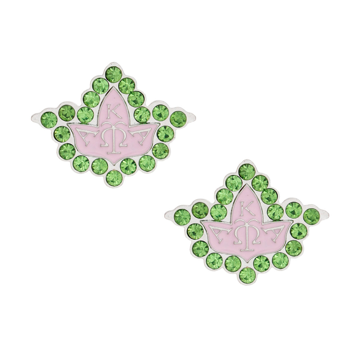 AKA Sorority Pink Green Stone Ivy Leaf Studs - Premium AKA Sorority Paraphernalia from Pinktown - Just $12! Shop now at chiquestyles