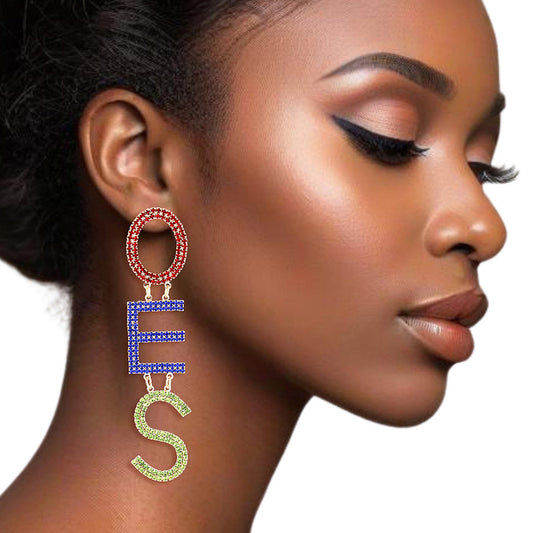 OES Sorority Pave Letter Gold Dangle Earrings - Premium Wholesale Jewelry from Pinktown - Just $18! Shop now at chiquestyles