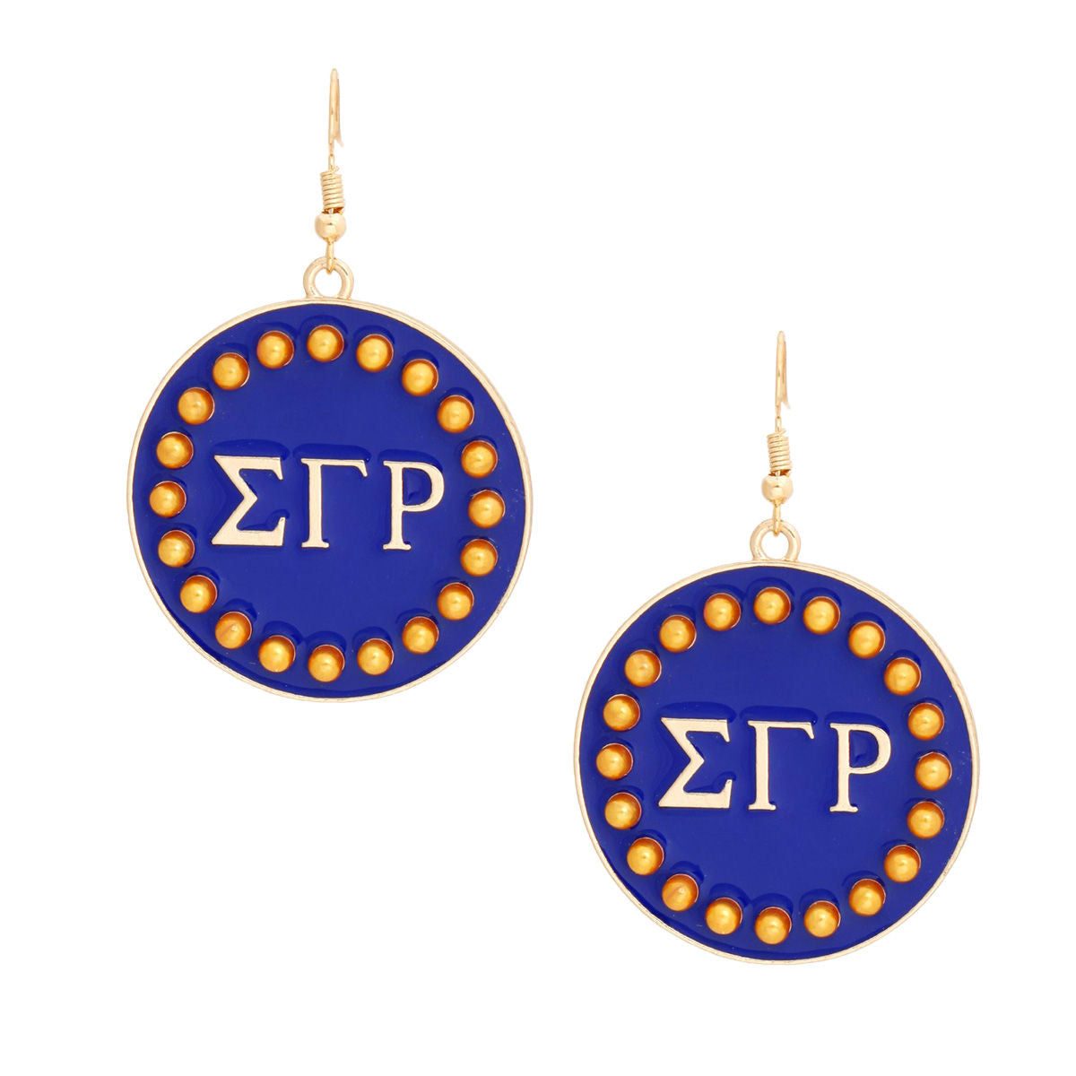 SGRHO Sorority Round Blue Fish Hook Earrings