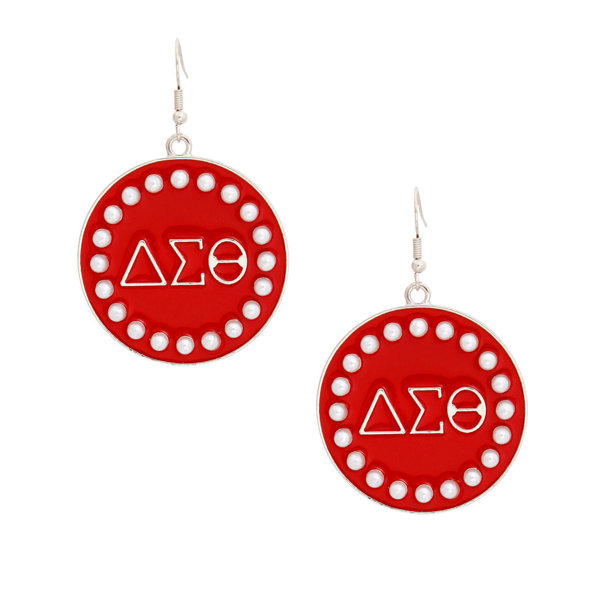 DST Sorority Round Red Fish Hook Earrings - Premium Authorized DST Vendor from Pinktown - Just $12! Shop now at chiquestyles
