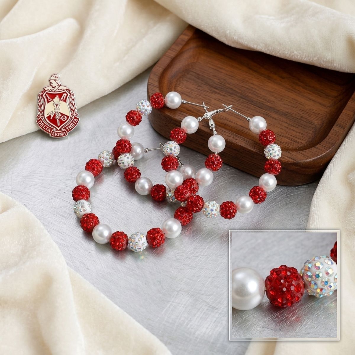 Red 2in Stone Ball Hoops