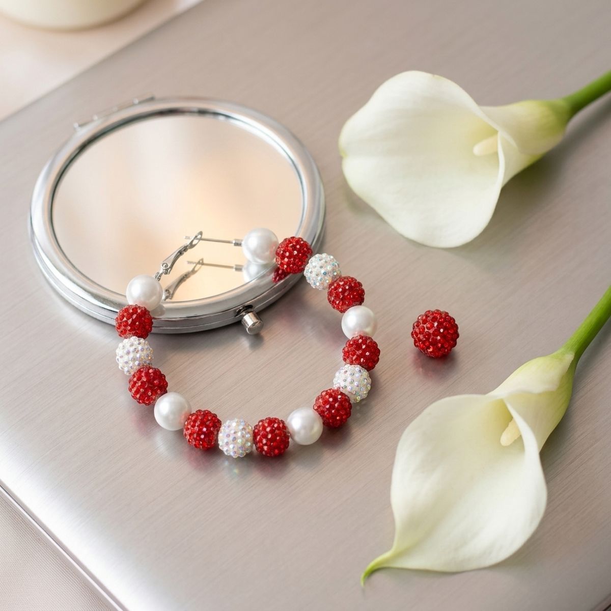 Red 2in Stone Ball Hoops