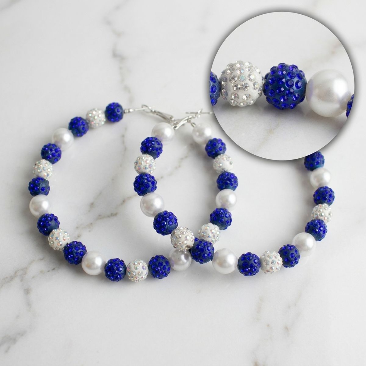 Royal Blue 3in Stone Ball Hoops