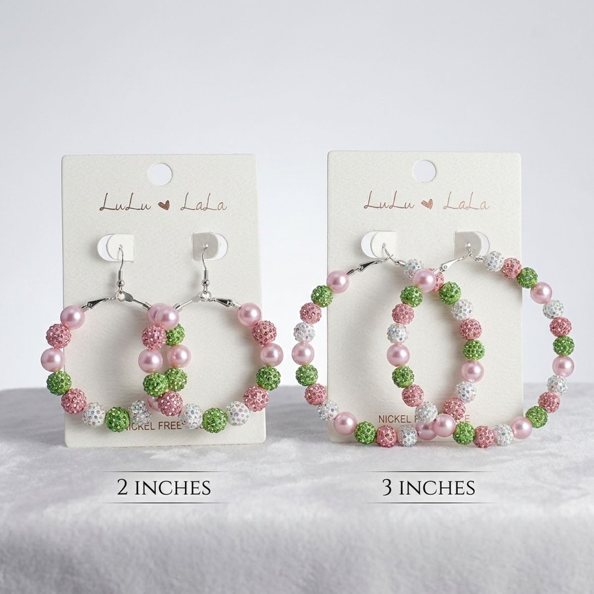 Pink Green 3in Stone Ball Hoops