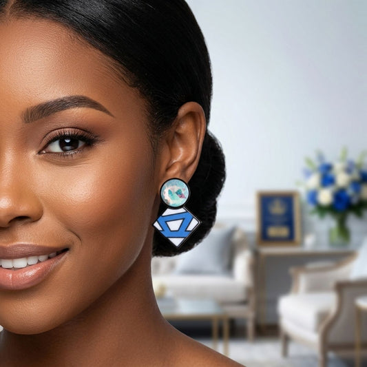 ZPB Glass Crystal Geometric Gem Clip On Earrings