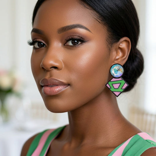AKA Glass Crystal Geometric Gem Clip On Earrings