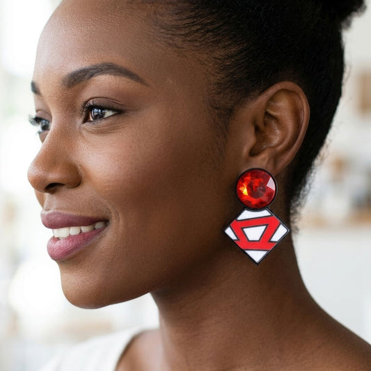 DST Glass Crystal Geometric Gem Clip On Earrings