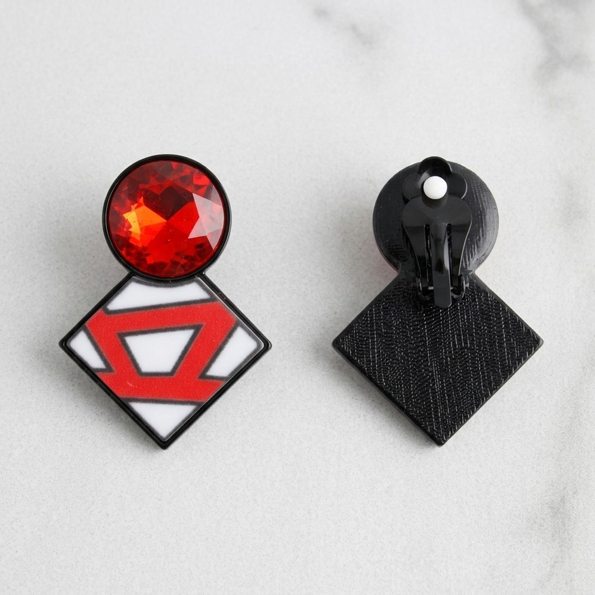 DST Glass Crystal Geometric Gem Clip On Earrings