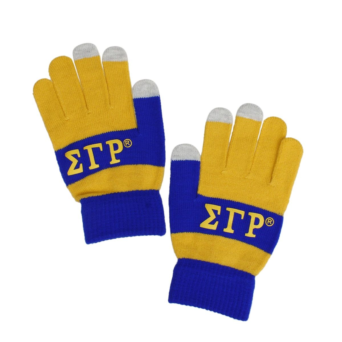SGRHO Yellow Blue Touch and Grip Knit Winter Gloves