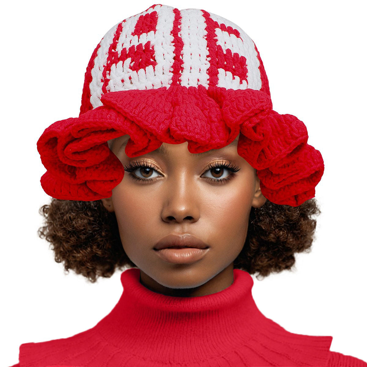 DST Sorority Red Crochet Ruffle 1913 Bucket Hat