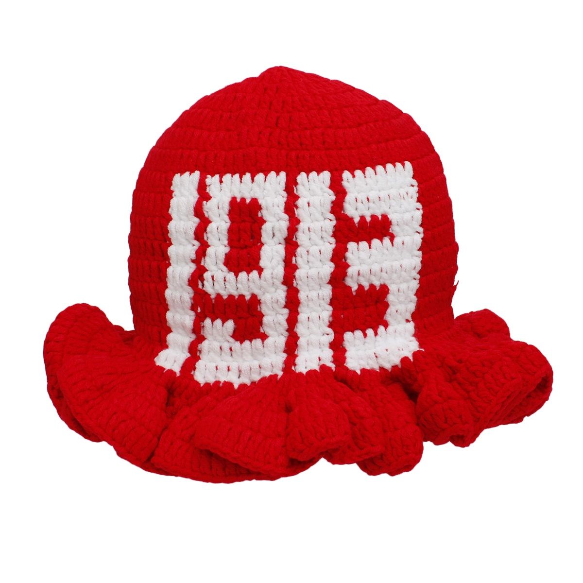 DST Sorority Red Crochet Ruffle 1913 Bucket Hat
