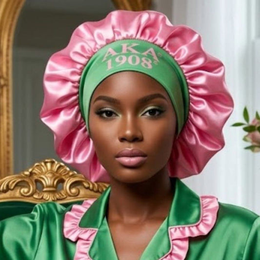 AKA Pink Silky Satin & Contrast Band Sleep Bonnet