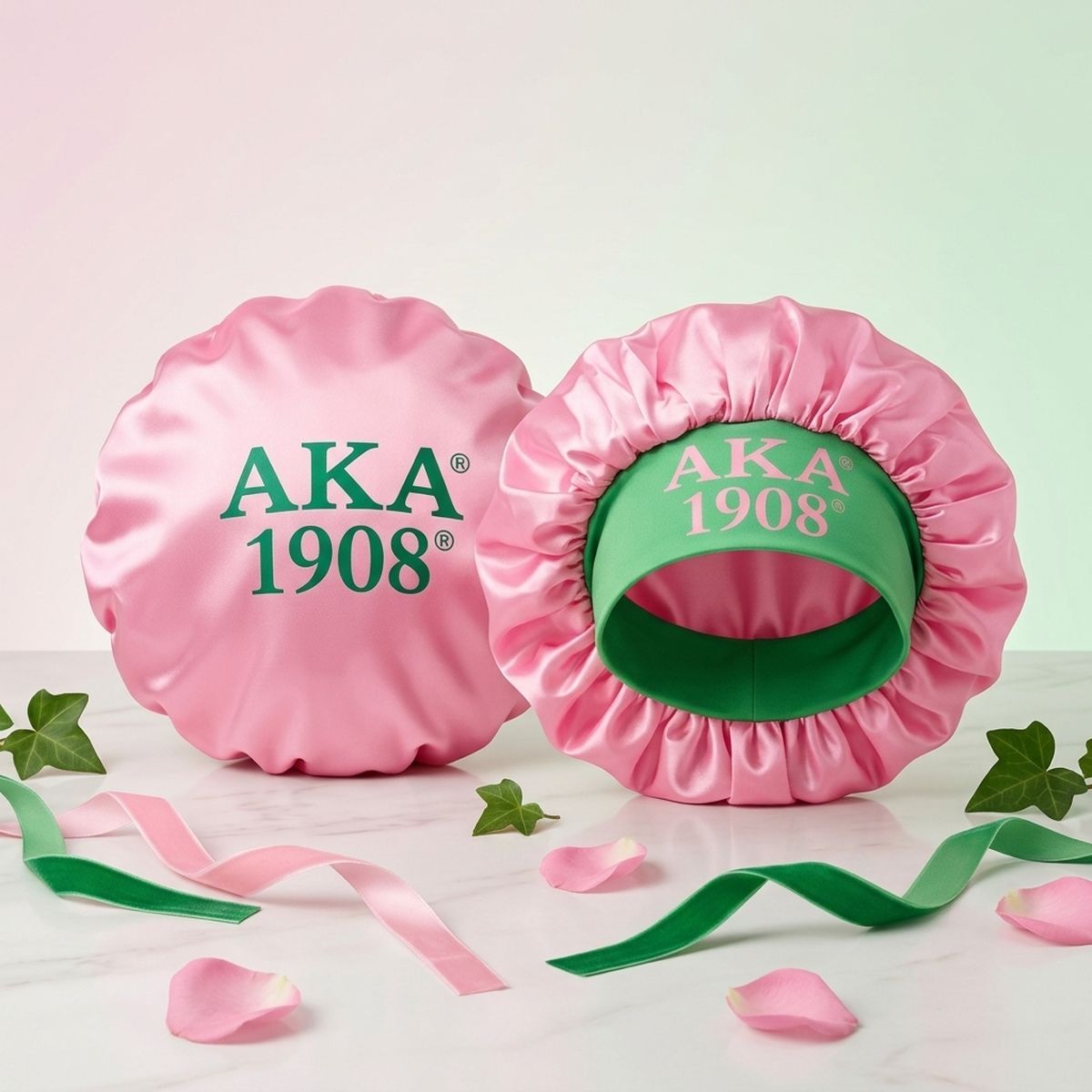 AKA Pink Silky Satin & Contrast Band Sleep Bonnet