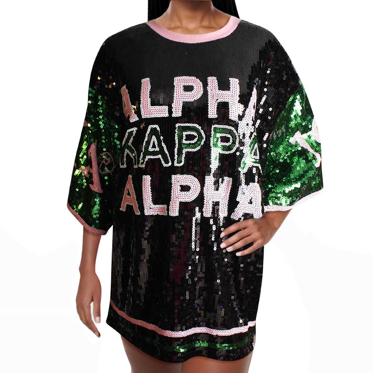 Alpha Kappa Alpha Black Sequin Jersey Shirt - Premium Wholesale Boutique Clothing from Pinktown - Just $85! Shop now at chiquestyles